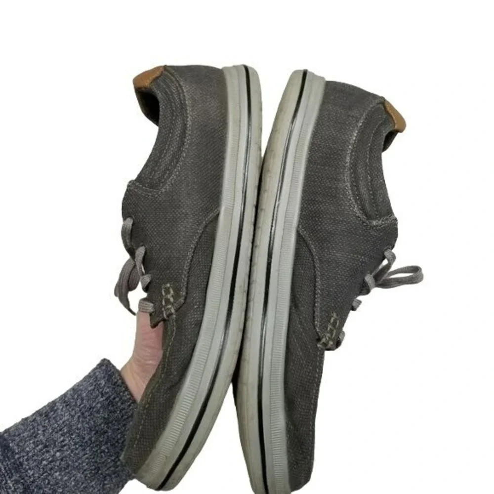 Sketchers men canvas boating shoes size 10 says black‎ on tag but is more grey